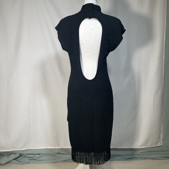 Vintage Mayvens Witchy Vamp Whimsygoth Midi Dress 13 Cocktail Fringe Bodycon - Picture 5 of 12